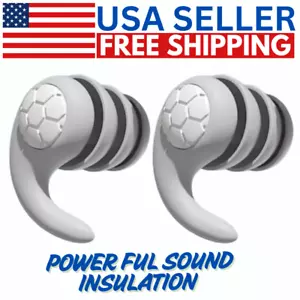 Grey Silicone Ear Plugs Noise Cancelling Reusable Sleep Sound Blocking Soft - Picture 1 of 4