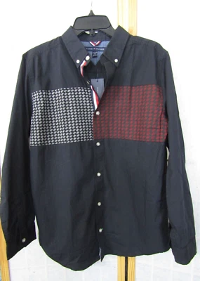 NUEVO CON ETIQUETAS Tommy Hilfiger Camisa Negra Manga Larga Botón Delantero y Cuello Niño XL (20) Foto 1 de 4