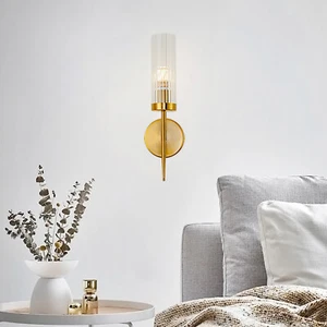 Modern Gold Wall Light Sconce Glass Shade Hallway Bedroom Bathroom Fixtures 110V - Picture 1 of 12