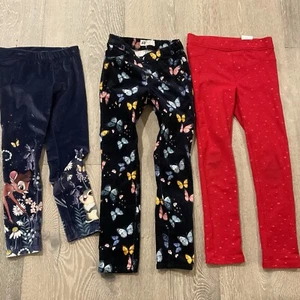 H & M Kids Pants Velvet Disney Bambi Corduroy Butterfly Stretch Red Heart  - Picture 1 of 8