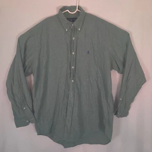 Ralph Lauren Men Button Down Large Check Green Long Sleeve  - Picture 1 of 10