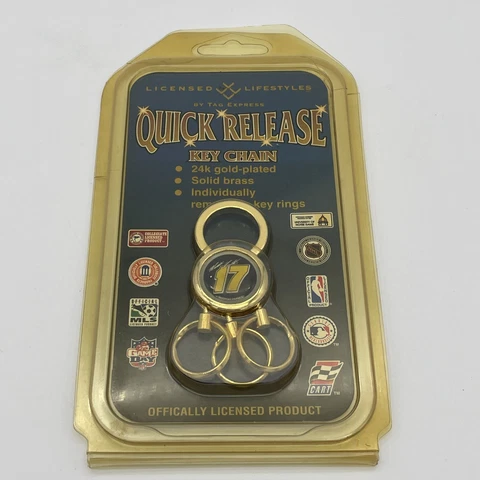 Nascar Keychain DeWalt Matt Kenseth #17 Quick Release 24k Gold Plate Brass NOS Cover