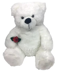 Peluche Dan Dee Collector's Choice bianco 18" fiore rosa rosso San Valentino - Foto 1 di 10