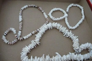 #431A NECKLACE MIXED LOT of 3 CHUNKS of PUKA SHELLS NECKLACES - Picture 1 of 9