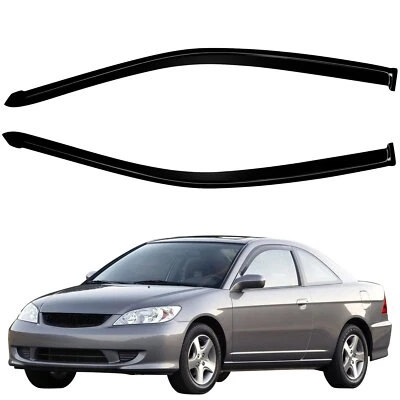 Deflectores de ventana para 01-05 Honda Civic Coupe protectores de lluvia viseras de ventana negro Foto 1 de 4