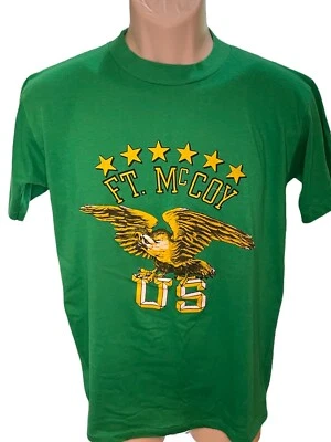Camiseta De Colección Años 80 Estados Unidos Fort McCoy Verde Mediana Cosida Única Foto 1 de 3