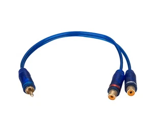Y Kabel ein Cinch Stecker auf zwei Cinch Buchsen Adapter Auto Audio Kabel TY-2F - Bild 1 von 1