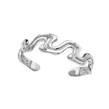 Wave Design Toe Ring Solid White Gold 10K/14K