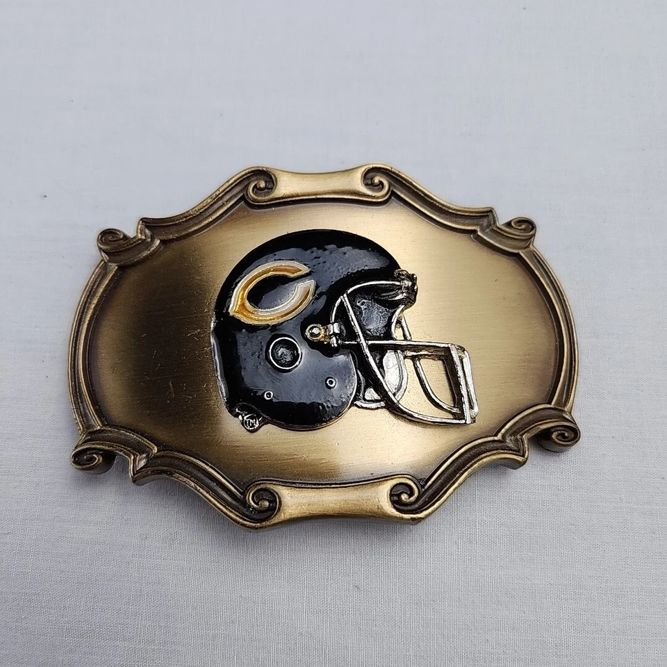 Casco de fútbol americano conmemorativo de los Chicago Bears NFL de colección hebilla de cinturón dorado 1978 Foto 1 de 4
