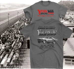 YORK US30 DRAG STRIP MENS 100% COTTON T-SHIRT MUSTANG NHRA DRAG RACING - Picture 1 of 3