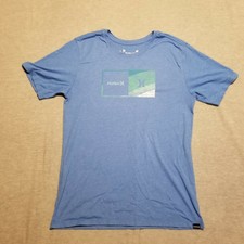 Hurley Mens Size Large T-Shirt Tee Crew Neck Blue Short Sleeve