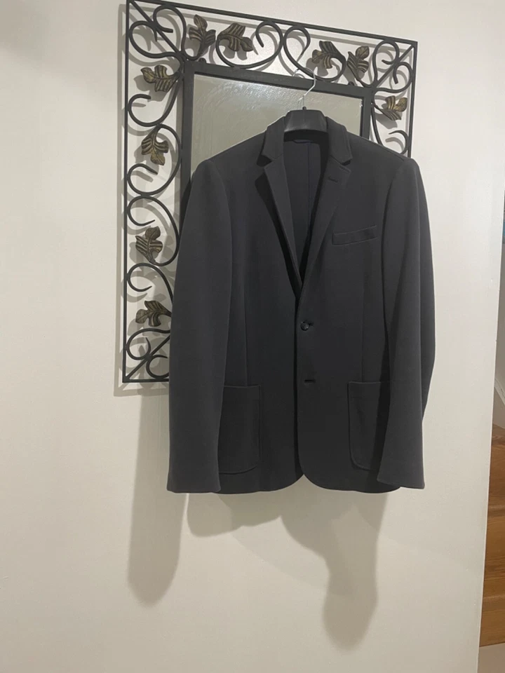 男式灰色(石板)Trussardi 针织西装夹克,尺寸:48 意大利制造 — 第 1/4 张图片