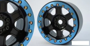 SSD 2,2" Challenger Beadlock Wheels SCHWARZ BLAU SSD00431 8 Vielspeichen TRX-4 - Bild 1 von 4