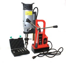 1350W Magnetic Core Drill Press 3372Lbs Magnet Force w/6pc Annular Cutter Bits