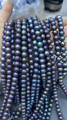 20" AAA+ 9-10mm NATURAL Tahití Negro Verde Azul Perla Collar Oro 14K Foto 1 de 4