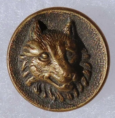 Bouton ancien Chasse Vénerie Équipage Rallye LOUP ORIGINAL France PM 15 mm TW.W - Photo 1/2