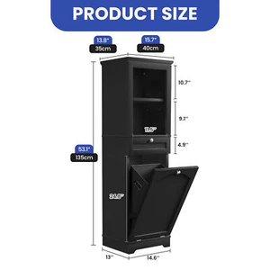 53" Bathroom Cabinet Shelf Laundry Hamper with Tilt-out Basket Storage Organizer - Picture 1 of 11