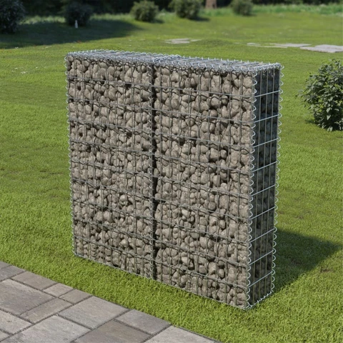 vidaXL Gabion Wall with Covers Galvanized Steel 39.4"x7.87"x39.4" Cover