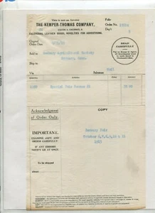 Novedades publicitarias vintage Billhead KEMPER THOMAS CO 1915 Cincinnati OH - Imagen 1 de 1