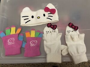 Sanrio Hello Kitty Lot Knit Headband Gloves Mittens Head Band Ear Warmer Child