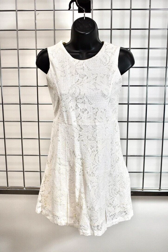 DKNY White Lace Girls Fancy Sleeveless Dress Size Large or 14 Youth On Sale - Image 1 of 4