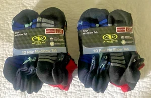 Boys Athletic Works 20 Pair No Show Tab Socks Size Medium M 9-2 1/2 NEW - Picture 1 of 2