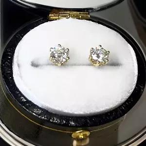 Diamond Earring Studs 0.53ct Real Diamonds - 18ct Pure Yellow Gold  - BNWT - Picture 1 of 5
