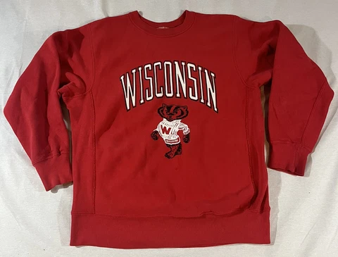 Vintage 90s University Of Wisconsin Badgers Reverse Weave Sweatshirt Size Large Cover