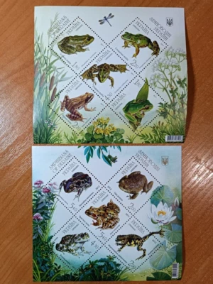Ucrania 2011, 2012, Anfibios de Ucrania.Juego completo 2 bloques, fauna, ranas Foto 1 de 4