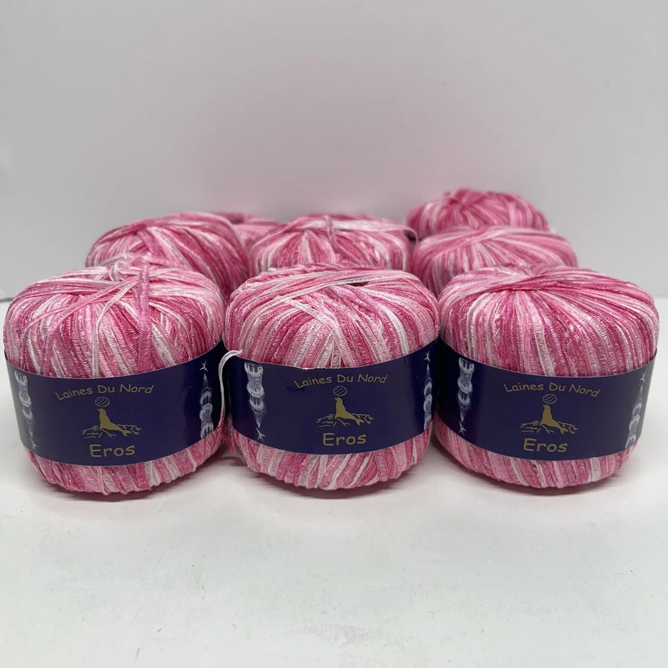 Laines Du Nord Eros 55% Rayon 45% Nylon 190 yards 50g Color 55 Pink - Lot Of 9 - Image 1 of 4