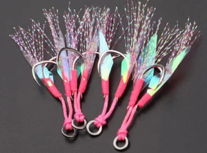 10Pair Double Assist Hooks Slow Jigging Fishing Jigs Hooks Saltwater 10#-22# - Picture 1 of 35