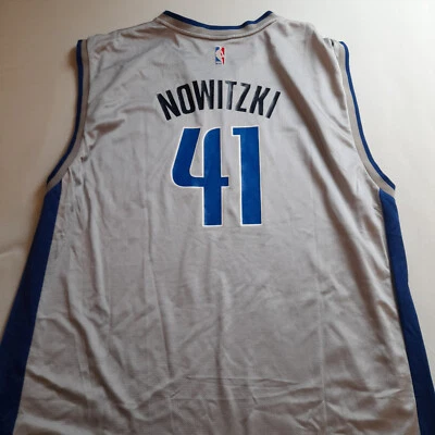 Dirk Nowitzki NBA Jersey Reebok Dallas Mavericks Silber Rare Shirt Mavs - Bild 1 von 4