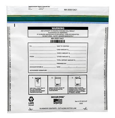 100 Stück Secur-Pak Pfandbeutel, blickdicht - manipulationssicher - 20" x 20" - Secur-Pak - Bild 1 von 4