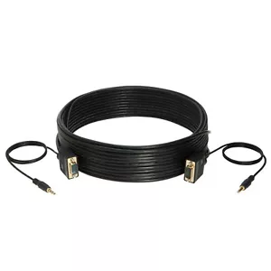 35FT SVGA Video Cable+ 3.5mm Audio Aux Jack Male to Male PC Display Monitor Cord - Picture 1 of 4