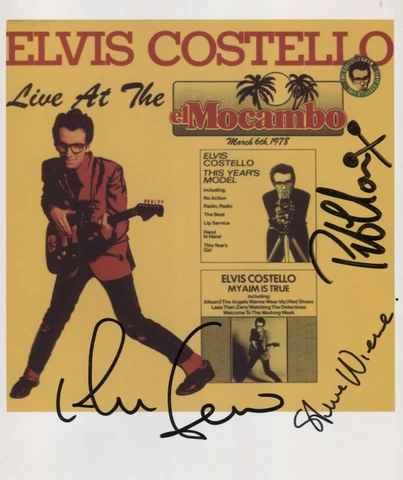 Elvis Costello Steve Nieve Pete Thomas Signed 8" x 10" Photo + COA Guarantee Cover