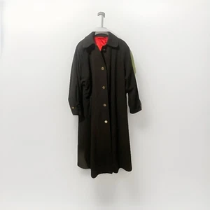 Schwarzer Mantel Gr S Loden weich reine Schurwolle lang silberne Knöpfe - Bild 1 von 8