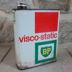 Ancien Bidon d'Huile BP Visco Static France Vintage oil can blanc vtg old - Picture 1 of 5