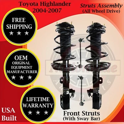 Monroe OEM Front Strut & Sway Bar For 2004-2007 Toyota Highlander 4X4 Lifetime W - Изображение 1 из 4