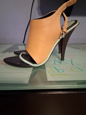 REBECCA MINKOFF TACONES CON PUNTERA ABIERTA Bloque de Color, Camel y Azul TALLA 8.5  Foto 1 de 4