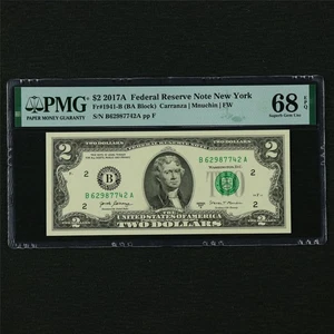 2017AFederal Reserve Note New York 2 Dollars Fr#1941-B PMG 68 EPQ Superb Gem UNC - Picture 1 of 4