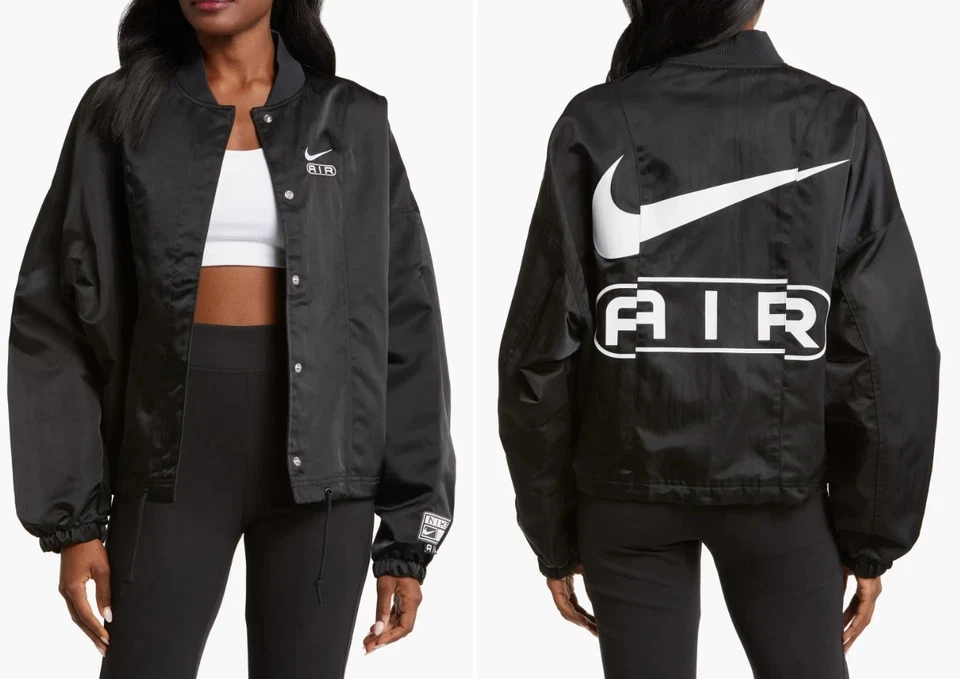 Nike Air Women's Oversized Woven Bomber Jacket Black FN1908-010 Size-S