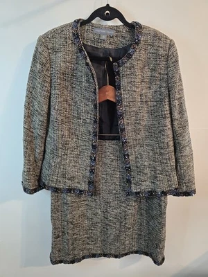 Josephine Chaus Chaqueta de Seda Falda Traje Conjunto 12 Cuentas Forradas Clásico  Foto 1 de 4