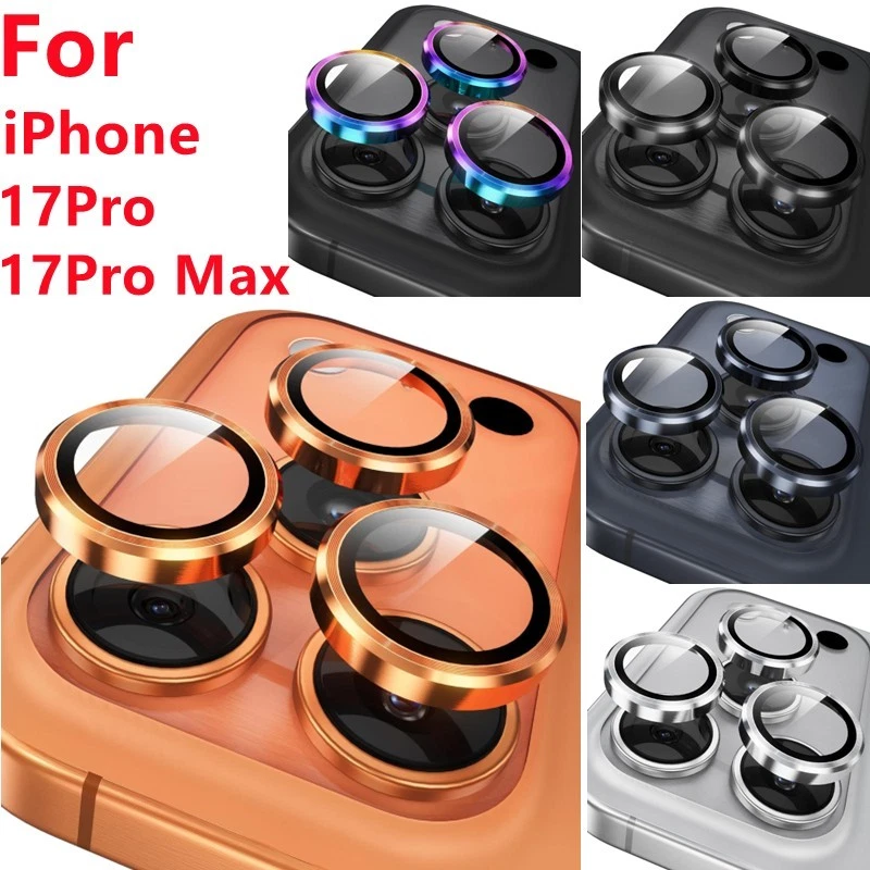 For iPhone 17 Pro Max/17 Pro Metal Ring Tempered Glass Camera Lens Protector - Image 1 of 4