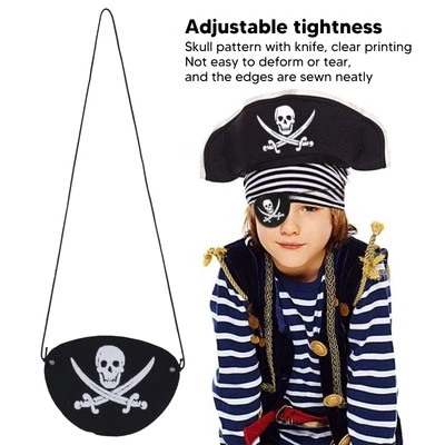 24pcs Pirate Eye Patch Skull Knife Pattern Eye Patch With Adjustable Rope Part - Image 1 of 4