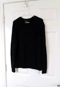 H&M Black Acrylic Wool Blend Crewneck Cable Knit Long Sleeve Sweater Men's Med - Picture 1 of 6