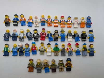Gran Lote 45 Minifiguras Lego Ciudad Construcción Policía Bomberos Ladrones Mineros Foto 1 de 4