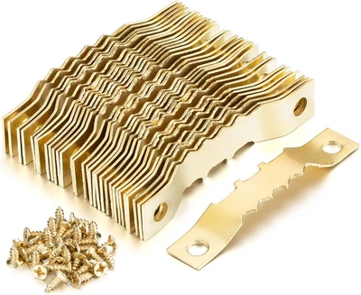 Sawtooth Picture Hangers Bulk (Medium), 30pcs Gold Sawtooth Hangers / Hooks w...