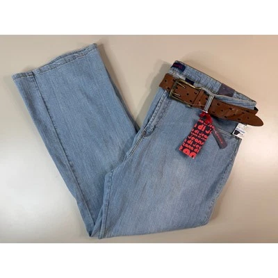 Pantalones de mezclilla para mujer Y2K Zana Di de pierna ancha talla grande 24 con cinturón nuevos con etiquetas holgados boho patinador de colección Foto 1 de 4
