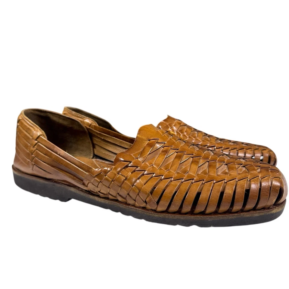 Sunsteps Shoes Sandals Mens 10.5  Brown Leather Hand Woven Slip On - Image 1 of 4