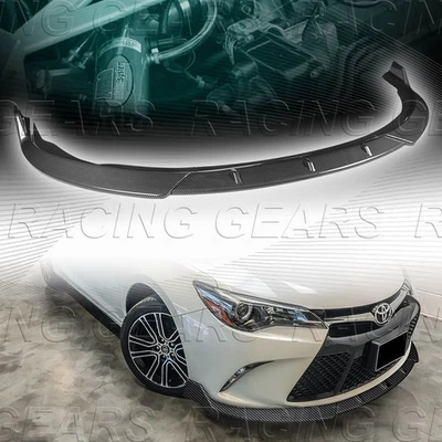 KIT DE CARROCERÍA DE PARACHOQUES DELANTERO ESTILO CARBONO ALERÓN DIVISOR AJUSTE LABIO 15-17 TOYOTA CAMRY Foto 1 de 4